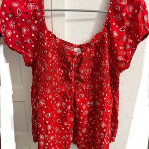 Red Floral Women's Top